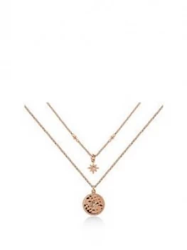 image of Radley Rose Gold Tone Star Disc Pendant Double Layer Ladies Necklace