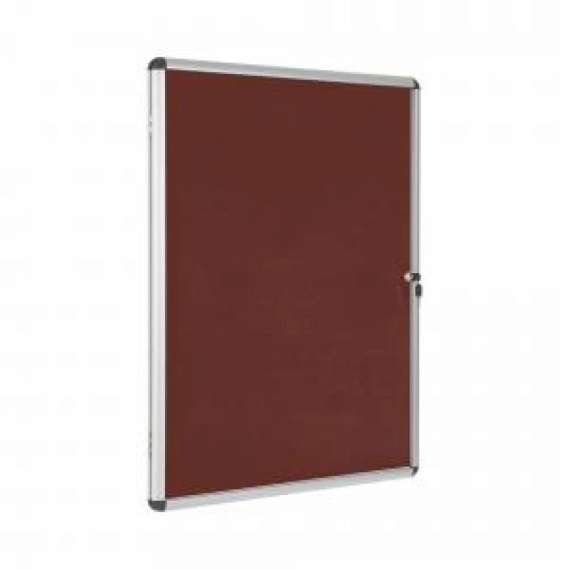 Image of Bi-Office Enclore Display Case Burgundy Felt Acrylic Aluminium Frame 15xA4 VT640106150