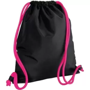 image of Icon Drawstring Bag/Gymsac (Pack of 2) (One Size) (Black/Fuchsia) - Bagbase