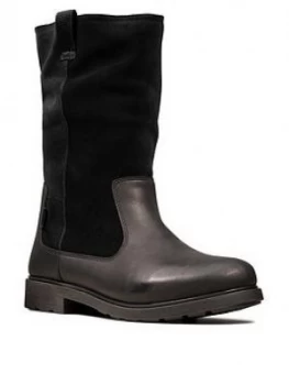 Image of Clarks Girls Astrol Rise Boots - Black Leather, Size 5 Older