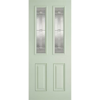 image of Malton External Glazed Light Green GRP 2 Lite Door - 813 x 2032mm