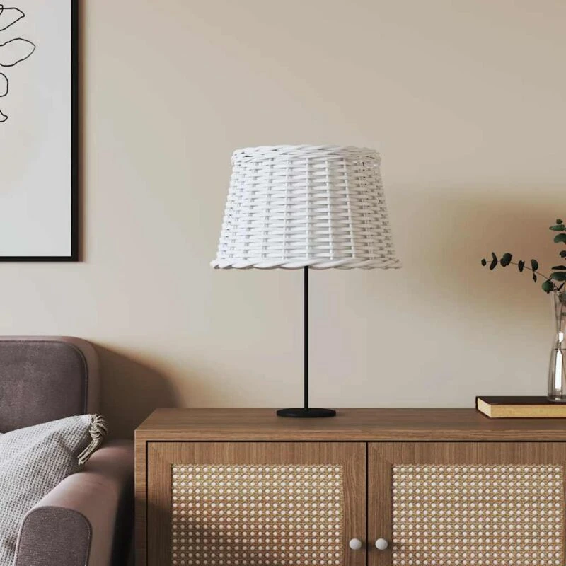 Image of VIDAXL Lamp Shade White Ø45x28cm Wicker Vidaxl 8720845803599