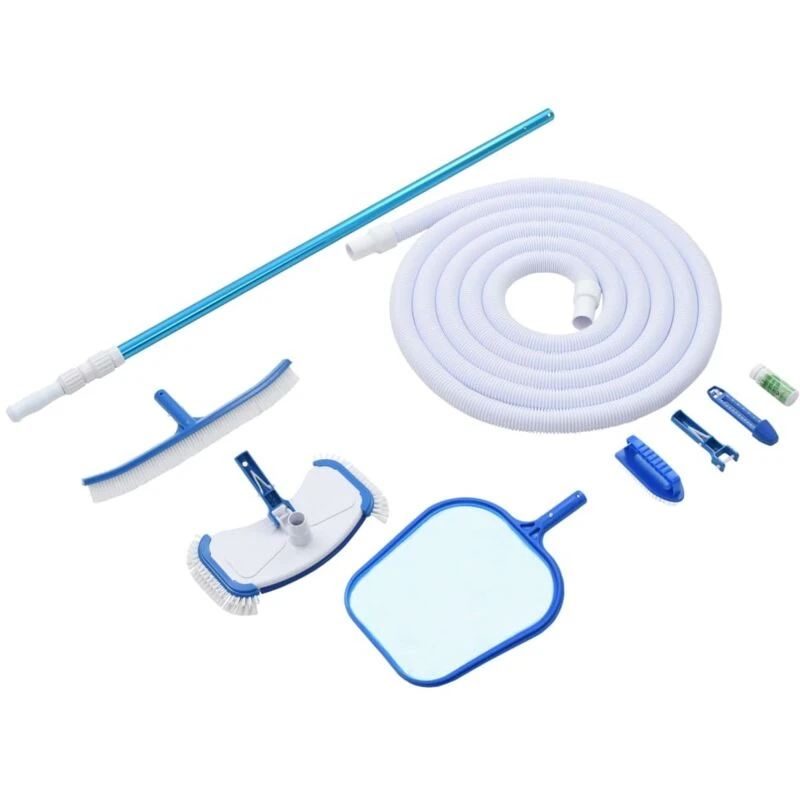 Image of vidaXL 9 Piece Pool Maintenance Kit Spa Cleaning Tool Vacuum Skimmer Bush