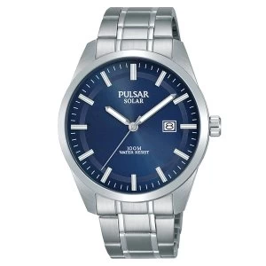 image of Pulsar PX3167X1 Mens Solar Dress Bracelet Blue Dial 100M