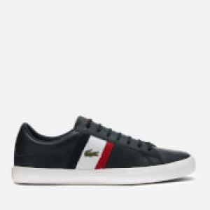 image of Lacoste Mens Lerond 119 3 Leather Low Top Trainers - Navy/White/Red - UK 8