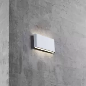 Image of Kinver Outdoor Patio Terrace Metal Wall Light in White (Diam) 17.5cm