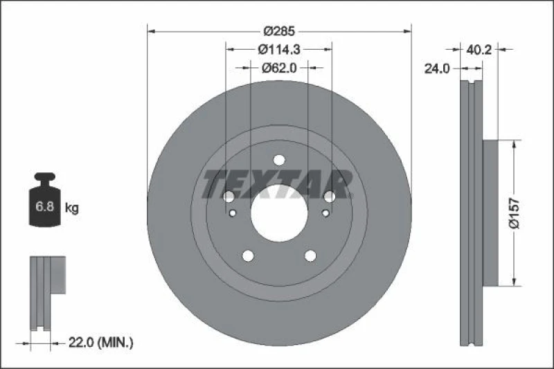Image of Brake disc TEXTAR 92337303