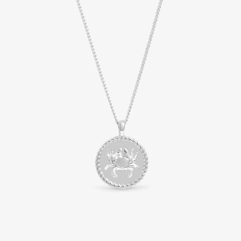 Image of Simply Silver Womens Sterling Silver 925 Zodiac Pendant - Cancer Silver Female One Size
