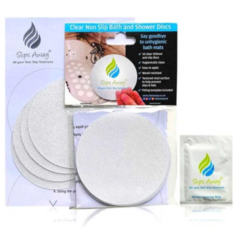 Image of Slips Away Non Slip Bath & Shower Stickers - 10x Large Clear Discs Natural