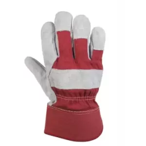 image of Glenwear Unisex Adults Heavy Duty Leather Gloves (XL) (Red/White)