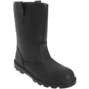 Image of Grafters Mens Leather Safety Rigger Treaded Sole Toe Cap Boots (10 UK) (Black) - Black