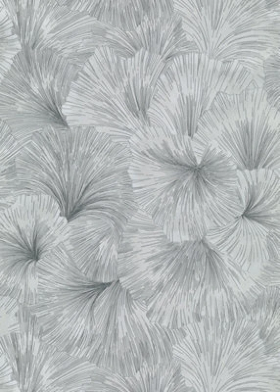 Image of Erismann Designer Ginkgo Flower Wallpaper In Silver And Charcoal