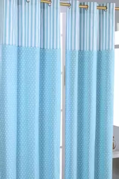 Image of Polka Dots Blue Ready Made Eyelet Curtain Pair
