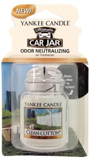 image of Clean Cotton (Pack Of 6) Yankee Candle Ultimate Car Jar Air Freshener