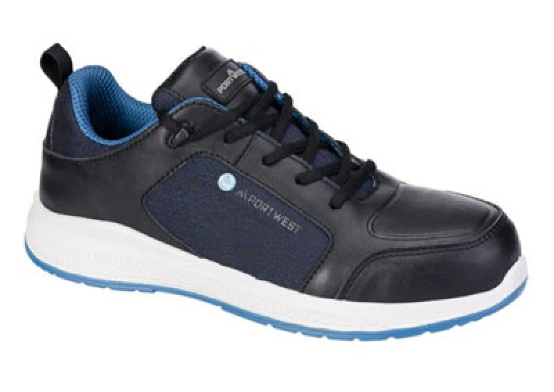 Image of Portwest Eco Composite S3S Safety Trainers FC07BKB37 Colour: Black / Blue