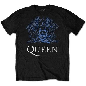 image of Queen - Blue Crest Mens Large T-Shirt - Black