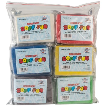 Image of Artstraws Soff Fun Modelling Material - Pack of 6 assorted bright ...