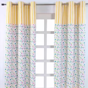 Image of Homescapes - homecapes Multi Polka Dots Ready Made Eyelet Curtain Pair, 137 x 228cm Drop - Yellow