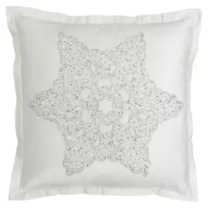 Image of Wonderland Snowflake White Cushion White