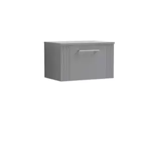 Image of Nuie Deco 600mm Wall Hung Single Drawer Vanity & Worktop - Satin Grey