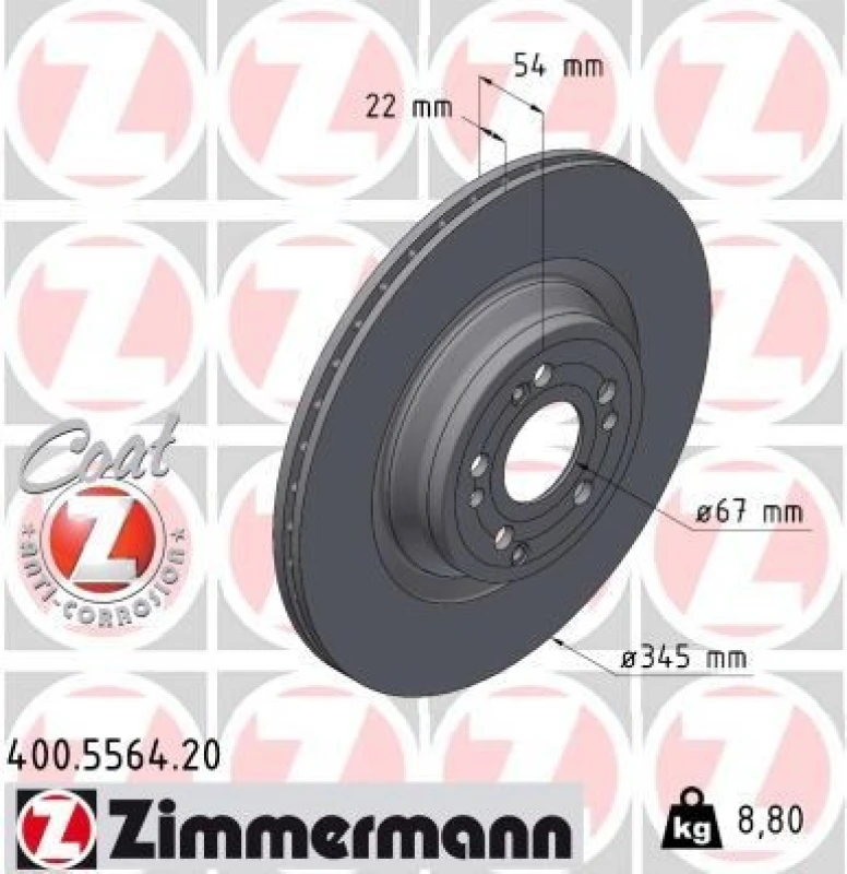 Image of ZIMMERMANN Brake disc ZIMMERMANN 400.5564.20
