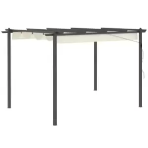 Image of Outsunny 4 X 3M Aluminum Pergola Gazebo Garden Shelter With Retractable Roof - Cream
