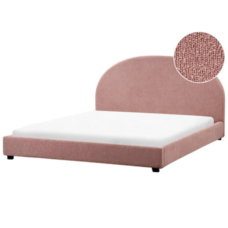 Image of Beliani Bed Fabric Vaucluse 180 X 200 Cm (Eu Super King) Pastel Pink