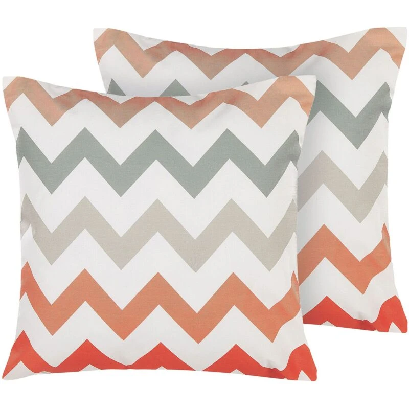 Image of Beliani Set Of 2 Outdoor Cushions Lagaro Chevron Pattern 45 X 45cm Multicolour