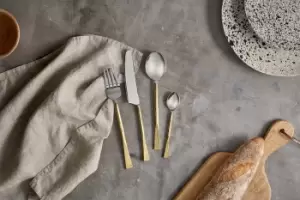 Image of Nkuku Usa Cutlery Set Set Of 16 Tableware Gold Fork 21.5 cm/Knife 23.5 cm/Dessert Spoon 20 cm