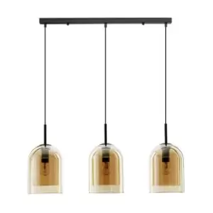 Netlighting Merano Jurupa 3 Light Bar Pendant Ceiling Light Dark Champagne Glass