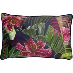 image of Paoletti Kala Lilly Piped Edge Cushion Cover, Multi, 30 x 50 Cm