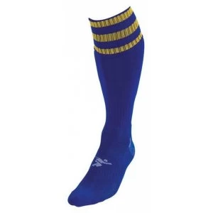 Image of PT 3 Stripe Pro Football Socks Mens Royal/Gold