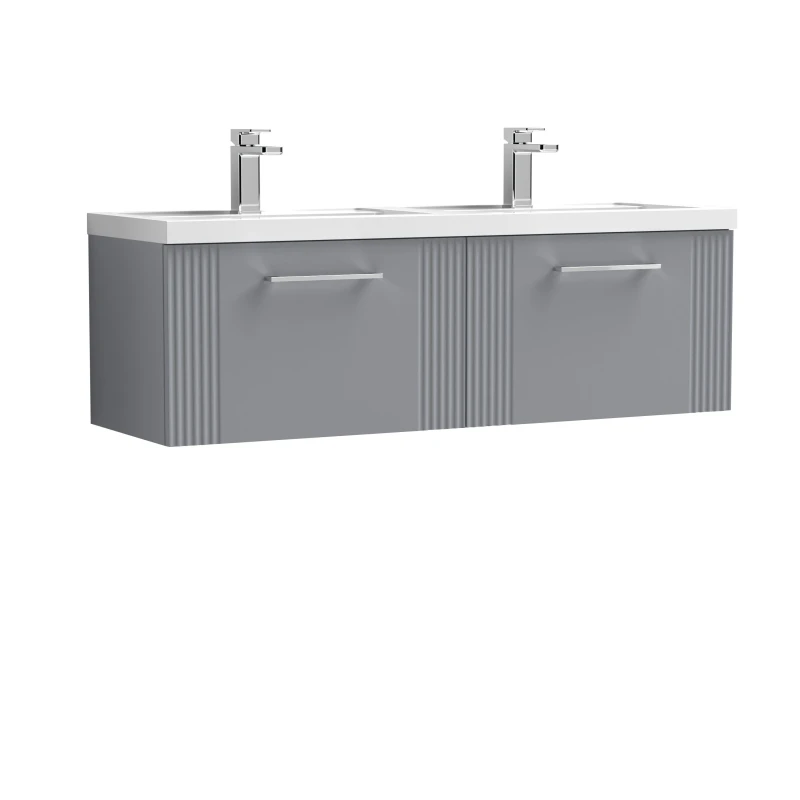 Image of Balterley 2 Drawer Wall Hung Vanity Unit Double Polymarble Basin Grey 1200mm Grey