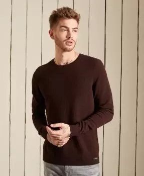 Image of Superdry Mens Lambswool Lightweight Crew Jumper Brown / Bark - Size: Xxl