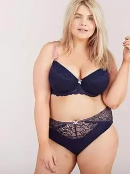 Image of Oola Spot And Lace High Waist Brief - Navy, Size 14-16, Women
