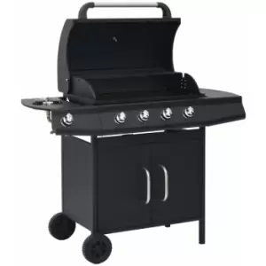 image of Gas Barbecue Grill 4+1 Cooking Zone Black Steel vidaXL - Black