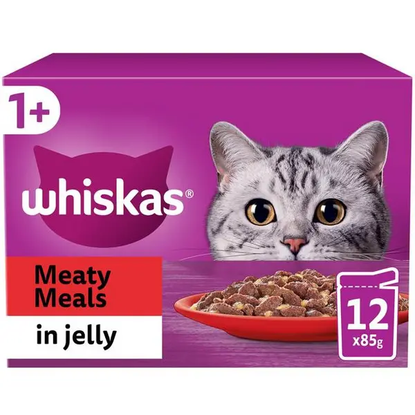 Whiskas 1+ Adult Meaty Meals in Jelly Cat Food 12 x 85g