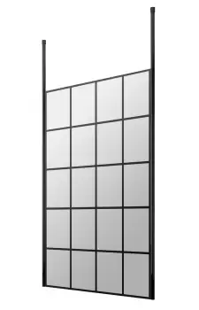 Image of Hudson Reed 1000mm Frame Screen With Ceiling Posts - Matt Black