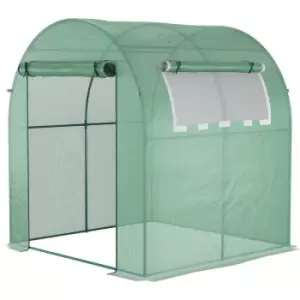 image of Outsunny - Walk in Polytunnel Greenhouse with Roll-up Window and Door, Green - Green