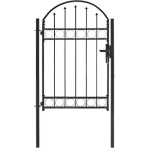 image of Vidaxl - Fence Gate with Arched Top Steel 100x150cm Black Black