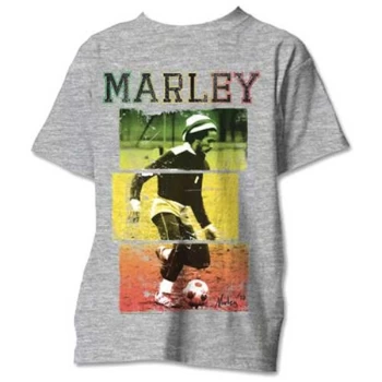 Bob Marley - Football Text Unisex Medium T-Shirt - Grey