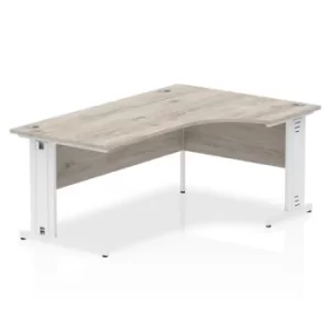 Image of Impulse 1600 Right Hand White Crescent Cable Managed Leg Desk Grey Oak