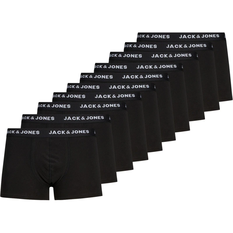 Image of Jack and Jones Solid Mens 10-Pack Boxer Trunks Black male Large
