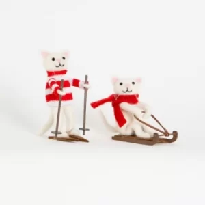 image of Sass & Belle Skiing & Sledging Cat Decoration (One Random Supplied)