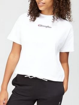 Image of Champion Crew Neck Crop Top - White, Size XS, Women