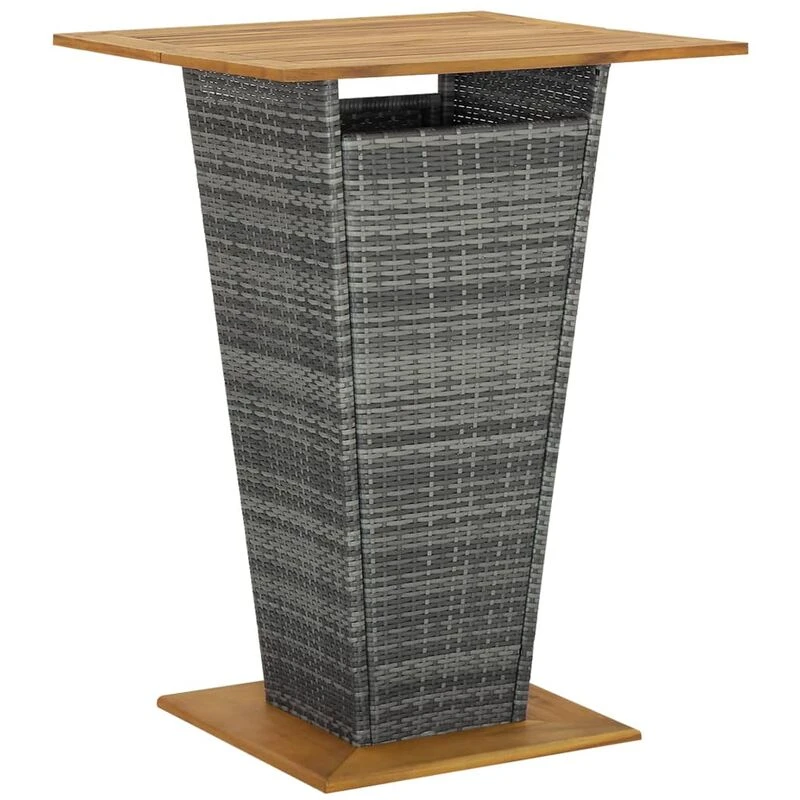 Image of VIDAXL Bar Table Grey 80x80x110cm Poly Rattan and Solid Acacia Wood Vidaxl 8720286146699