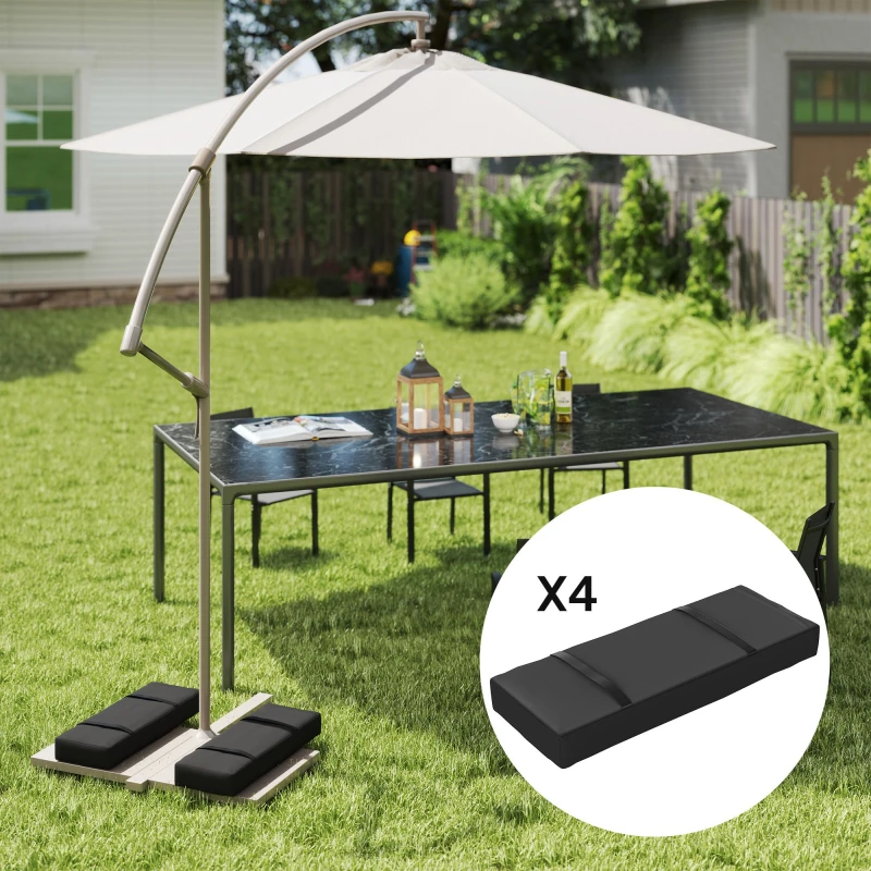 Image of Outsunny Parasol Weights Set of 4, Parasol Base Weights Bags, Black Black