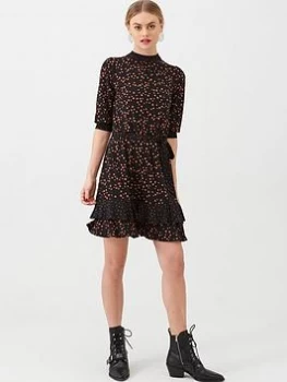 Image of Oasis Patched Spot Dress - Multi/Black, Multi Black Size M Women