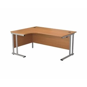 image of TC Office Start Silver Cantilever Frame Left Hand Crescent Desk 1600x1200mm, Oak