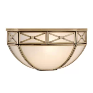 image of Bannerman 1 Light Indoor Wall Uplighter Antique Brass with Frosted Glass, E14